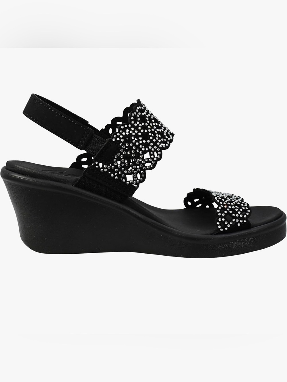 New black Skechers Women's Rumble On Sassy Dayz Wedge Slip On Sandals - Size 9 - Picture 8 of 15